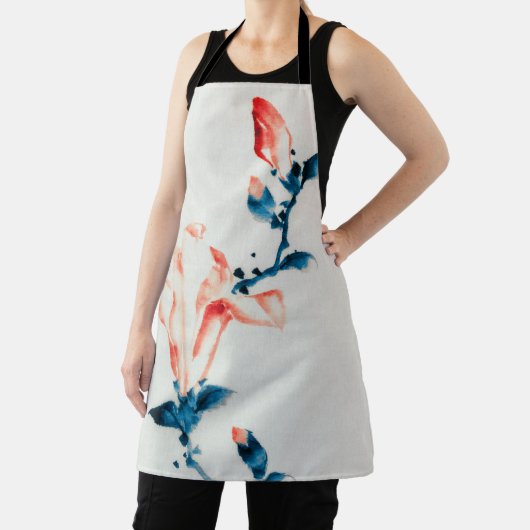 ピンクマグノリア、北斎、浮世絵 エプロン (インサイチュ)