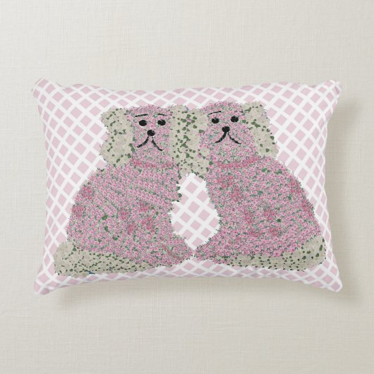 ピンクマグノリア（犬）スタッフォードドッグズバラアートプリント アクセントクッション (正面)