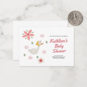 ピンクマザーグースベイビーシャワー招待状 ノートカード (正面/裏面インサイチュ)
