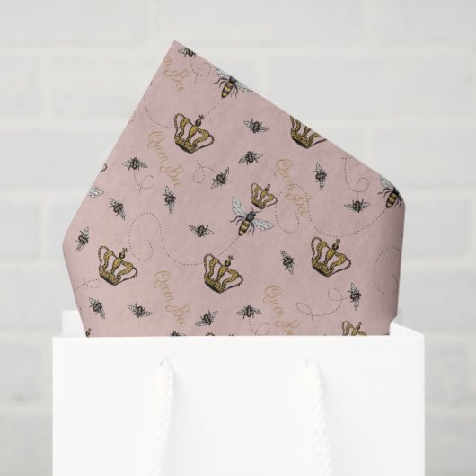 ピンクマザーズ王室のデイクイーンビー&金ゴールドクラウン 薄葉紙 (ギフトバッグ)