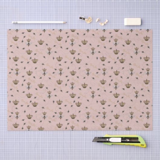 ピンクマザーズ王室のデイクイーンビー&金ゴールドクラウン 薄葉紙 (クラフト)