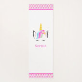 ピンクマジカパーソナライズされたルユニコーンイラストレーション ヨガマット (裏面)