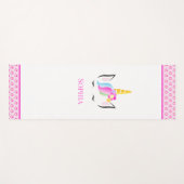 ピンクマジカパーソナライズされたルユニコーンイラストレーション ヨガマット (正面(横))