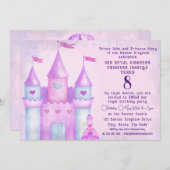 ピンクマジカルフェアリータリーキャッスルプリンセスパーティー写真 招待状 (正面/裏面)