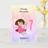 ピンクマジカルフェアリー第7誕生日カード カード (黄色い花)