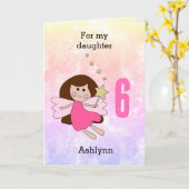 ピンクマジカルフェアリー6th誕生日カード カード (黄色い花)