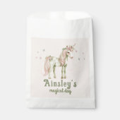 ピンクマジカルユニコーンパーソナライズされた誕生日 フェイバーバッグ (正面)