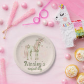 ピンクマジカルユニコーンパーソナライズされた誕生日 ペーパープレート (パーティー)