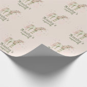 ピンクマジカルユニコーンパーソナライズされた誕生日 ラッピングペーパー (角)