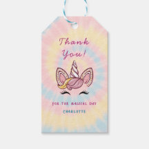 ピンクマジカルユニコーン絞り染め金ゴールドグリッター誕生日