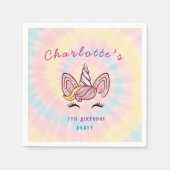 ピンクマジカルユニコーン絞り染め金ゴールドグリッター誕生日 スタンダードカクテルナプキン (正面)