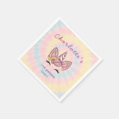 ピンクマジカルユニコーン絞り染め金ゴールドグリッター誕生日 スタンダードカクテルナプキン (角)