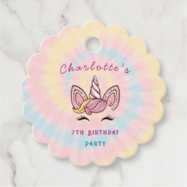 ピンクマジカルユニコーン絞り染め金ゴールドグリッター誕生日 フェイバータグ