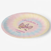 ピンクマジカルユニコーン絞り染め金ゴールドグリッター誕生日 ペーパープレート (アングル)