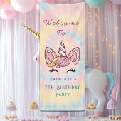 ピンクマジカルユニコーン絞り染め金ゴールドグリッター誕生日 横断幕
