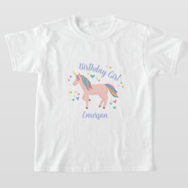 ピンクマジカルユニコーン誕生日ガール Tシャツ
