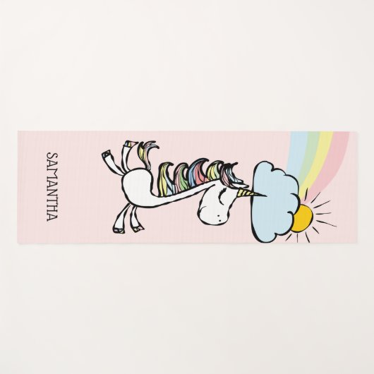 ピンクマジカルヨガユニコーンイラストレーション ヨガマット (正面(横))