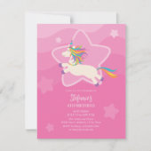 ピンクマジカルレインボーユニコーンガール誕生日 招待状 (正面)