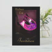 ピンクマスカレードハロウィーンホリデー招待状 招待状 (スタンド正面)
