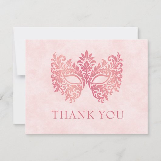 ピンクマスカレードマスクエレガントキンセアニェラ サンキューカード (正面)