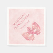 ピンクマスカレードマスクエレガントキンセアニェラ スタンダードカクテルナプキン (正面)