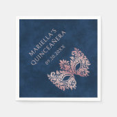 ピンクマスカレードマスクエレガントキンセアニェラ スタンダードカクテルナプキン (正面)