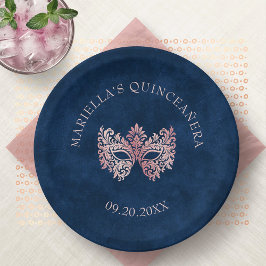 ピンクマスカレードマスクエレガントキンセアニェラ ペーパープレート