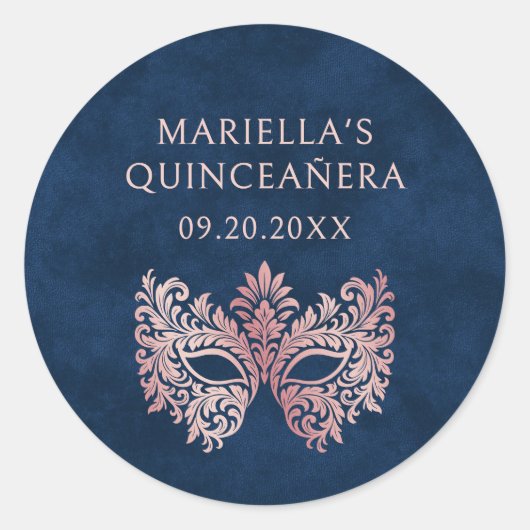 ピンクマスカレードマスクエレガントキンセアニェラ ラウンドシール (正面)
