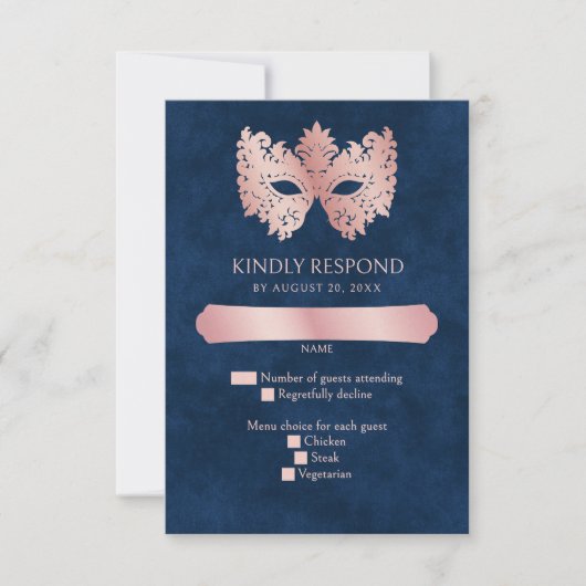 ピンクマスカレードマスクエレガントキンセアニェラ 出欠カード (正面)