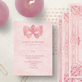 ピンクマスカレードマスクエレガントキンセアニェラ 出欠カード