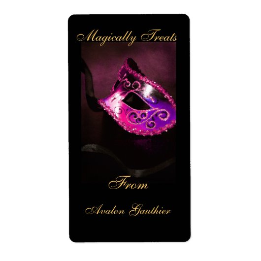 ピンクマスカレードマスクハロウィーンベーキングラベル ラベル (正面)
