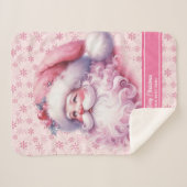 ピンクマスガールズサンタネームブランケットクリスマスコージー シェルパブランケット (正面(横))