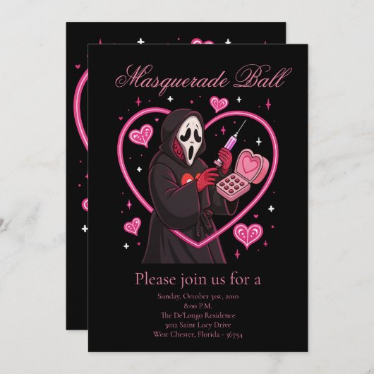 ピンクマスク ハロウィンパーティー 招待状 (正面/裏面)