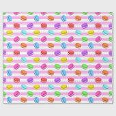 ピンクマストライプのカロン ラッピングペーパー (フラット)