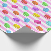 ピンクマストライプのカロン ラッピングペーパー (角)