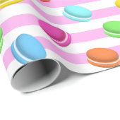 ピンクマストライプのカロン ラッピングペーパー (ロールコーナー)