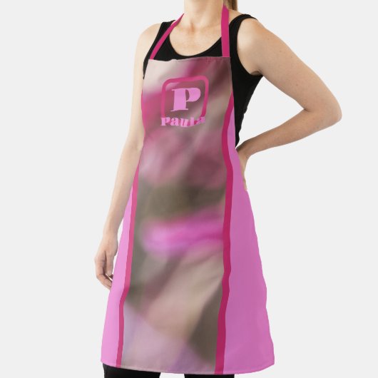 ピンクマゼンタとトープ抽象芸術シックモノグラムの エプロン (インサイチュ)