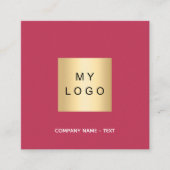 ピンクマゼンタのロゴQRコード スクエア名刺 (正面)