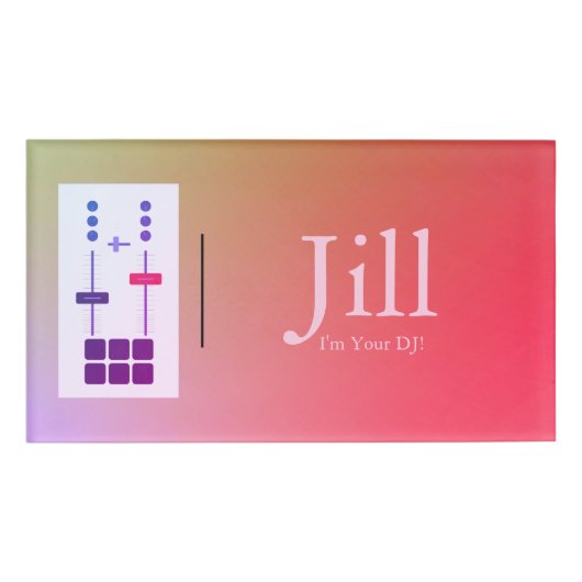 ピンクマゼンタオレンジDJ 名札 (正面)