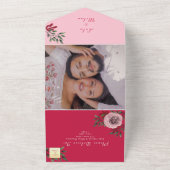 ピンクマゼンタオールインワンウェディング招待+写真 オールインワン招待状 (外側)