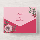 ピンクマゼンタオールインワンウェディング招待+写真 オールインワン招待状 (裏面)