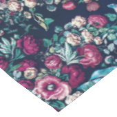ピンクマゼンタグリーンブルーティール（緑がかった色）牡丹&バラ花 テーブルクロス (アングル)