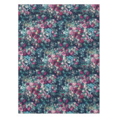 ピンクマゼンタグリーンブルーティール（緑がかった色）牡丹&バラ花 テーブルクロス (正面)