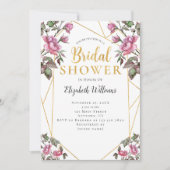 ピンクマゼンタジオメトリックフレームブライダルシャワー 招待状 (正面)