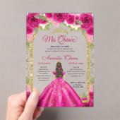 ピンクマゼンタフローラプリンセス金ゴールドアーチキンセアニェラ アクリル招待状 (インサイチュ (ポータブル))