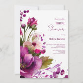ピンクマゼンタフローラモダンエレガントブライダルシャワー 招待状 (正面)