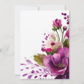 ピンクマゼンタフローラモダンエレガントブライダルシャワー 招待状 (裏面)