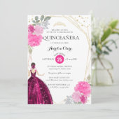 ピンクマゼンタフローラ幾何学写真キンチェニェラ 招待状 (スタンド正面)