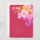 ピンクマゼンタフローラ結婚式招待状 招待状 (裏面)