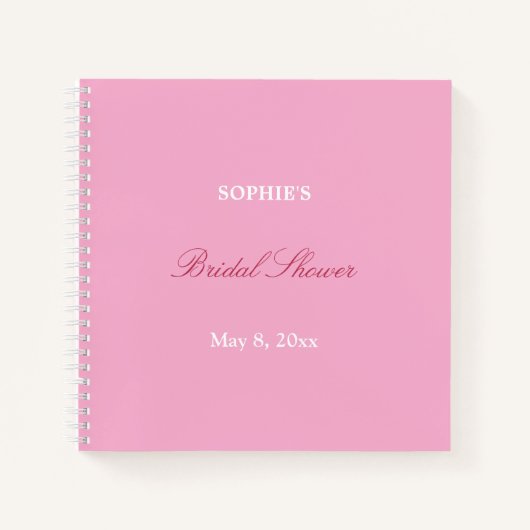 ピンクマゼンタブライダルシャワーゲストブック ノートブック (正面)